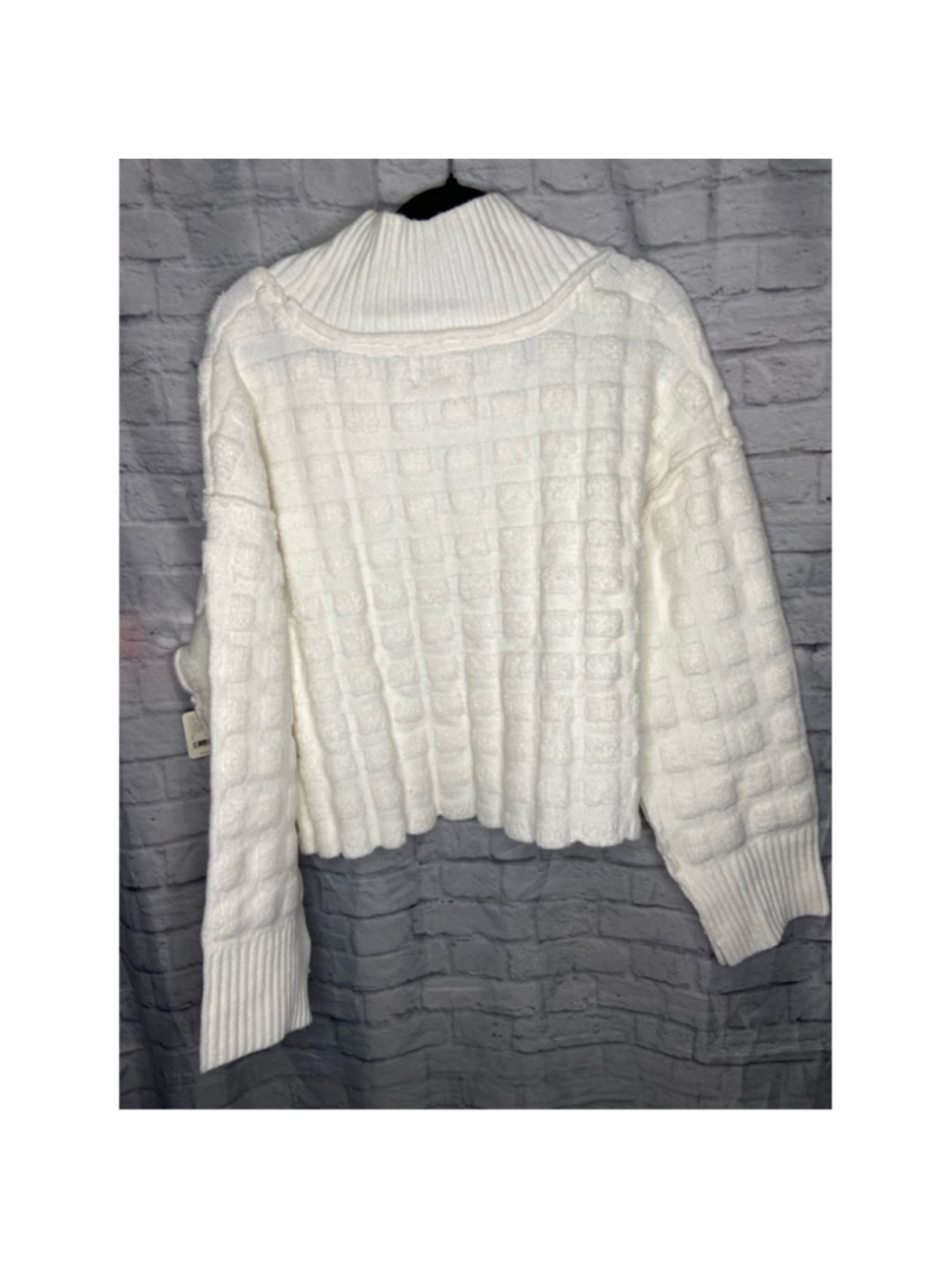 NWT Free People Size L Ivory Chunky Basketweave Knit Mock Neck Sweater - Picture 3 of 9